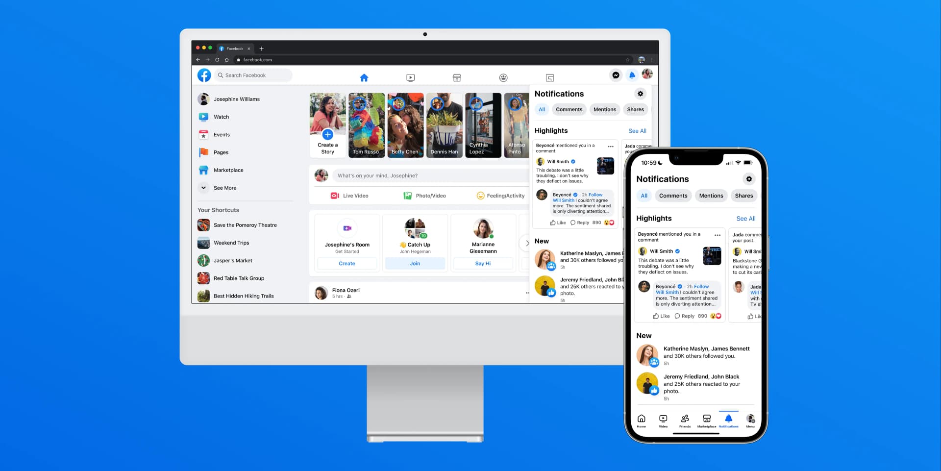 Facebook - P+ notifications center