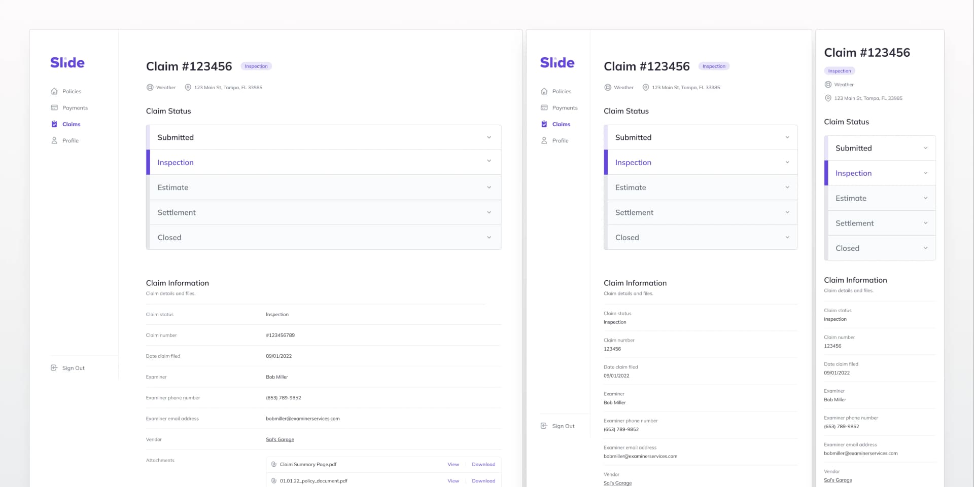 Real-time claim status tracking