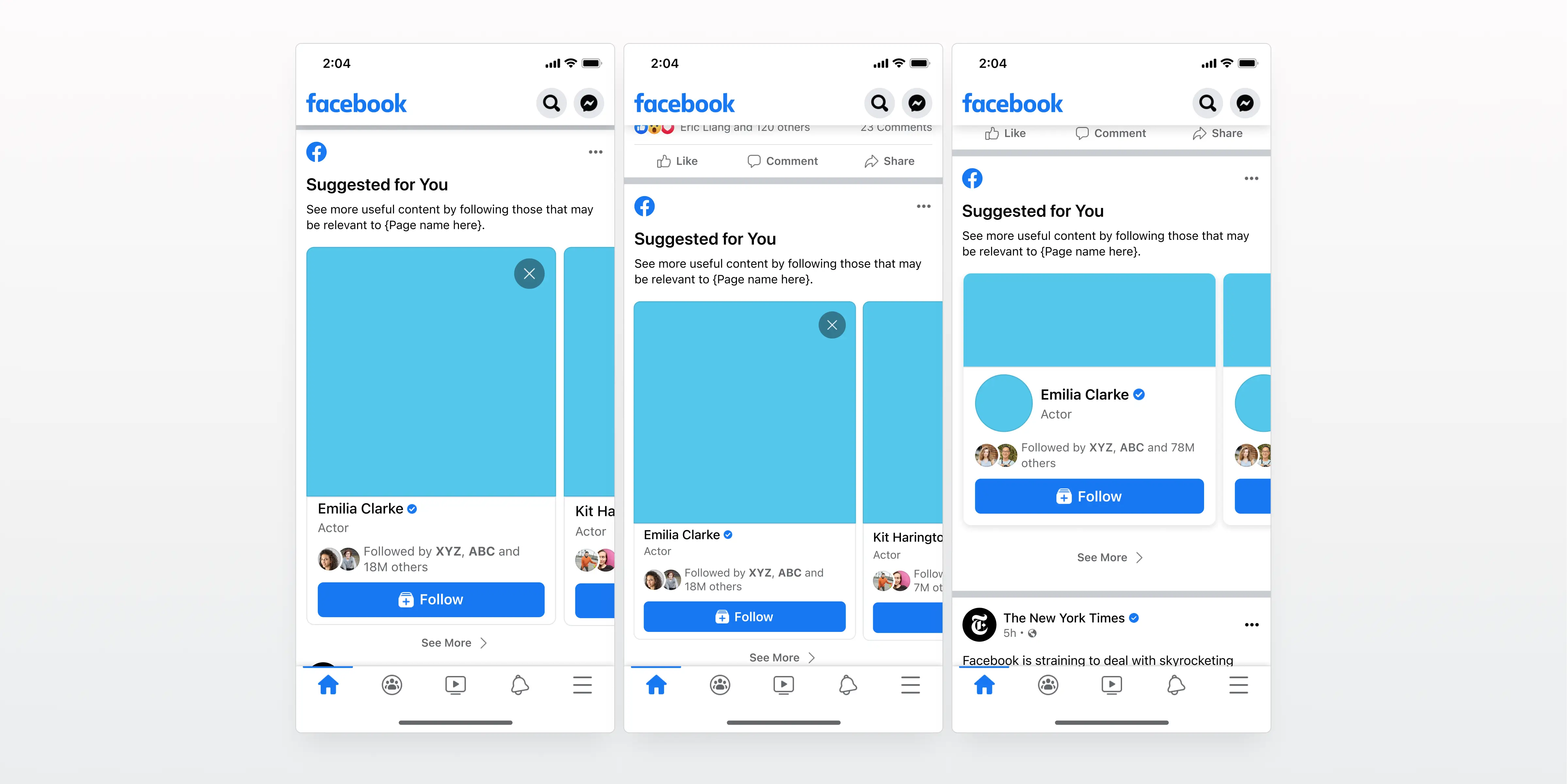 Facebook Suggested for You Interface