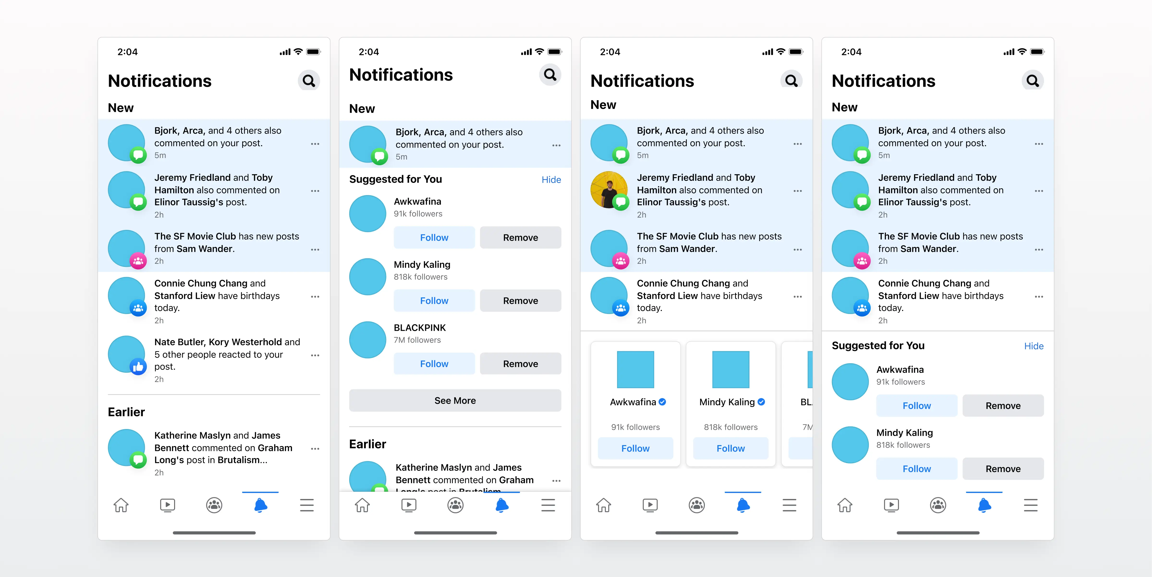 Facebook Suggested for You User Flow
